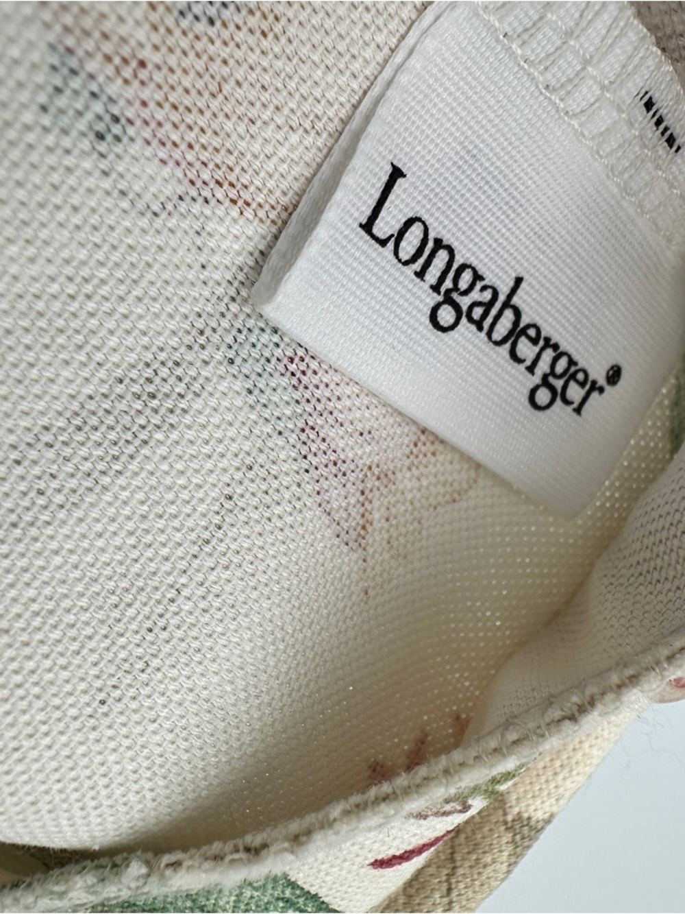 Longaberger Button Basket 7” 1999 w/ Liner Divider Floral Complete Set - Picture 9 of 14